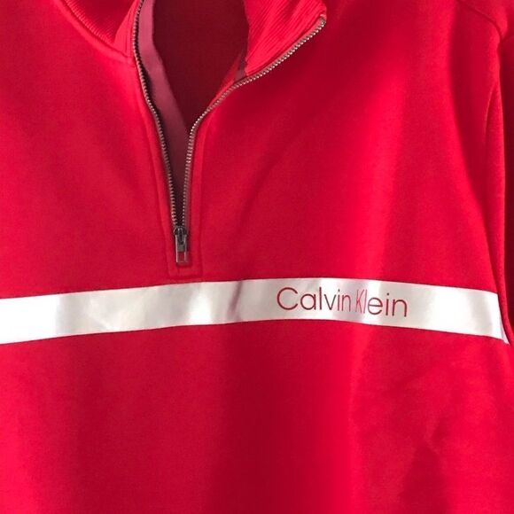 CK CALVIN KLEIN JEANS Ls athleisure 1/4 zip sweater sweatshirt men’s red - Picture 5 of 7
